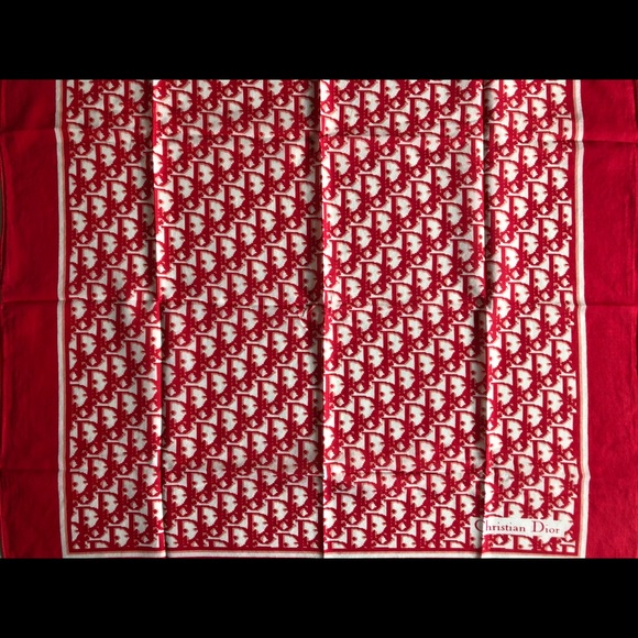 Authentic Vintage Christian Dior Trotter Pattern Red Bandana Scarf - Picture 4 of 6
